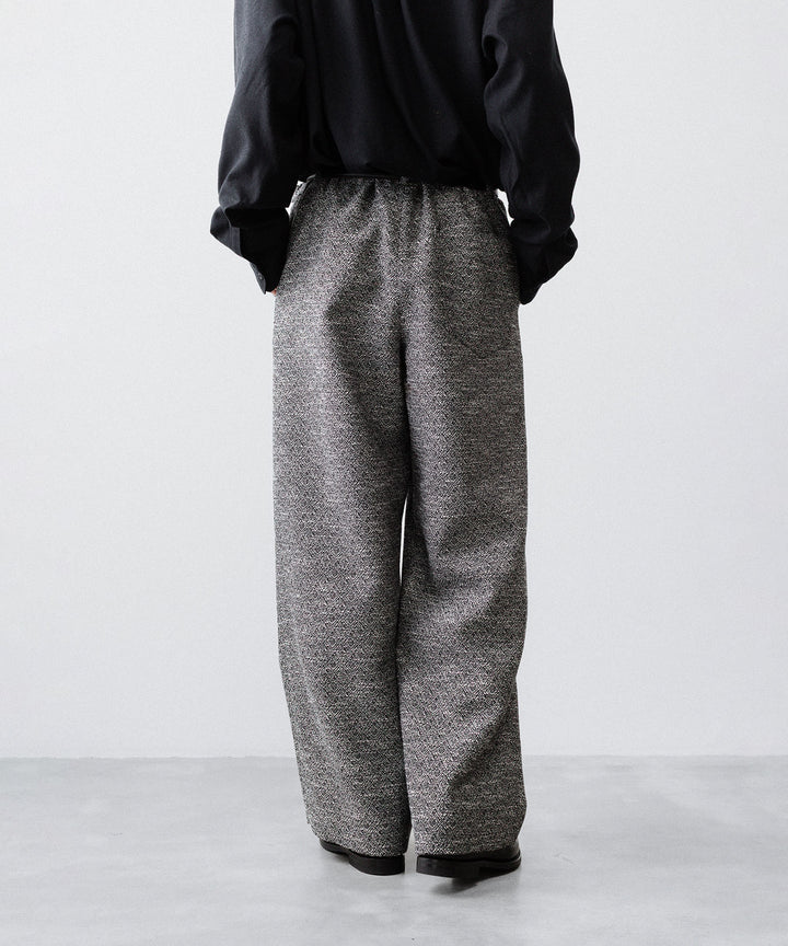 INTÉRIM - インテリムのDOUBLE SIDED JACQUARD TWEED DEAD STOCK WIDE DRESS EASY PANTSのBLACK