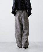 画像をギャラリービューアに読み込む, INTÉRIM - インテリムのDOUBLE SIDED JACQUARD TWEED DEAD STOCK WIDE DRESS EASY PANTSのBLACK
