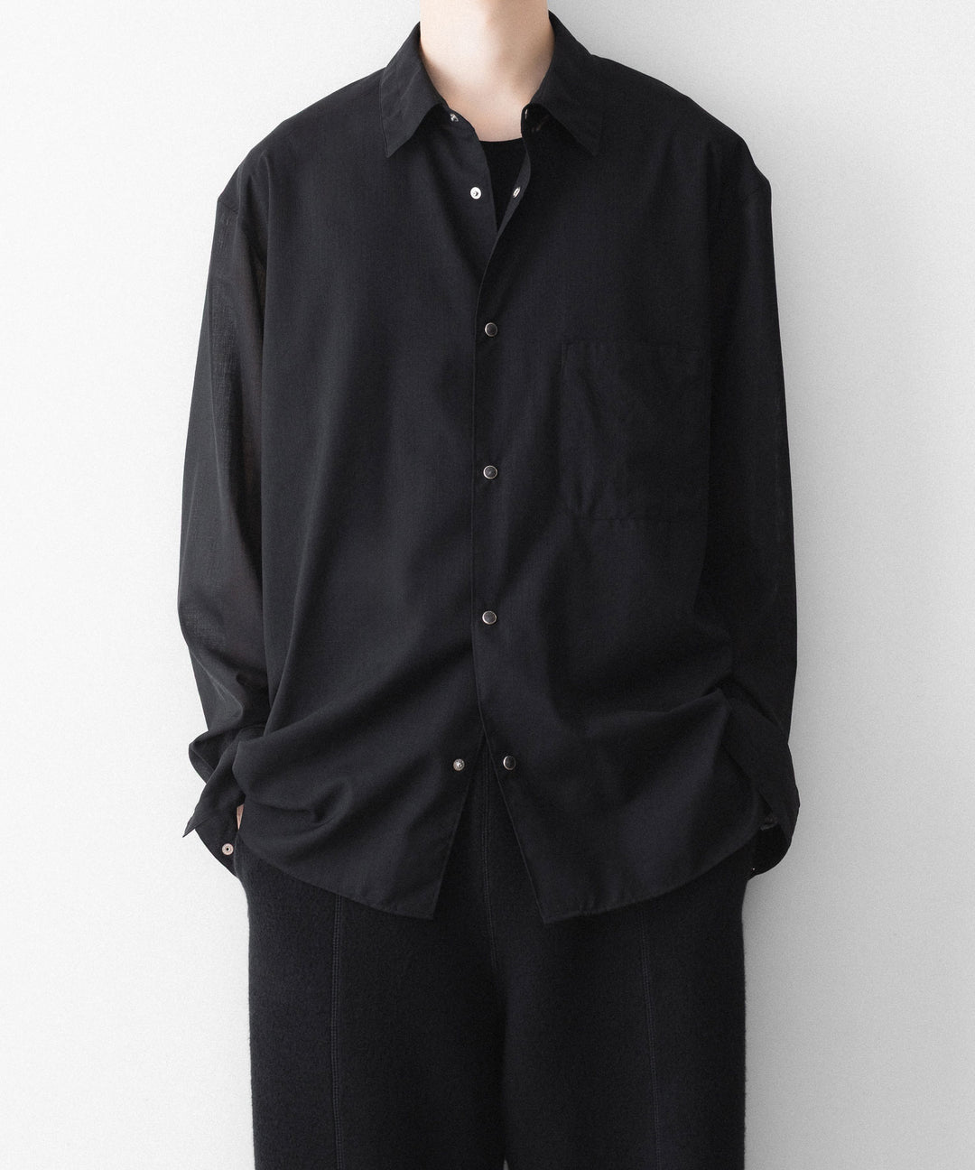phebus フィーバスのWOOL POLY TROPICAL SHIRTのBLACK 公式通販サイトsession福岡セレクトショップ