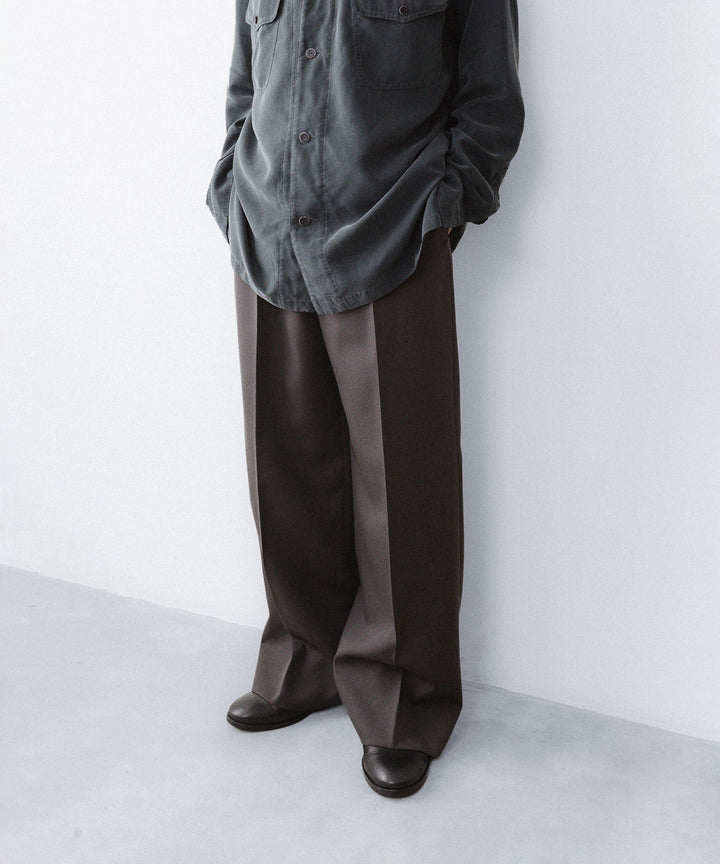 ANTHEM A-アンセムエーのWOOL GABARDINE BELTLESS TROUSERSのBROWN公式通販サイトsession福岡セレクトショップ