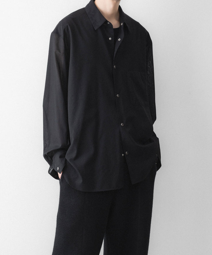 phebus フィーバスのWOOL POLY TROPICAL SHIRTのBLACK 公式通販サイトsession福岡セレクトショップ