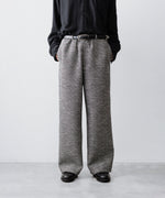 画像をギャラリービューアに読み込む, 【INTÉRIM】    DOUBLE SIDED JACQUARD TWEED DEAD STOCK WIDE DRESS EASY PANTS - BLACK
