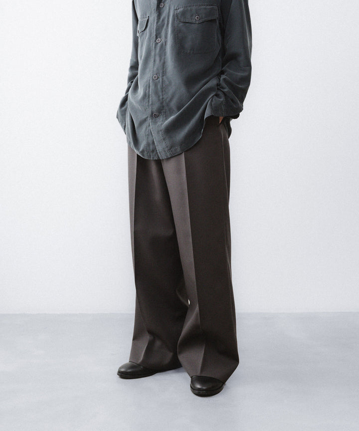 ANTHEM A-アンセムエーのWOOL GABARDINE BELTLESS TROUSERSのBROWN公式通販サイトsession福岡セレクトショップ