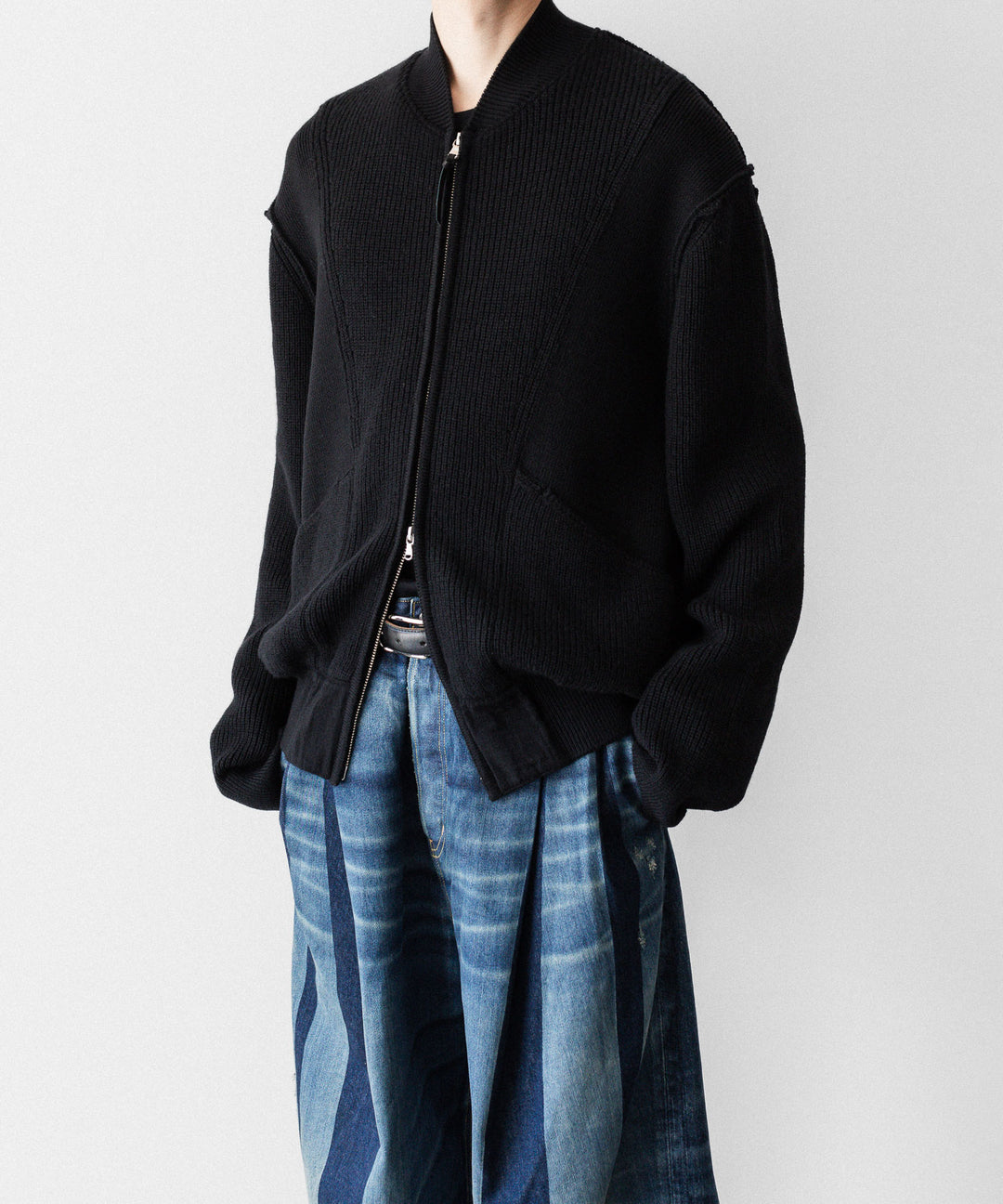 ANTHEM A アンセムエー BULKY WOOL KNIT ZIP BLOUSONのBLACK 公式通販サイトsession福岡セレクトショップ