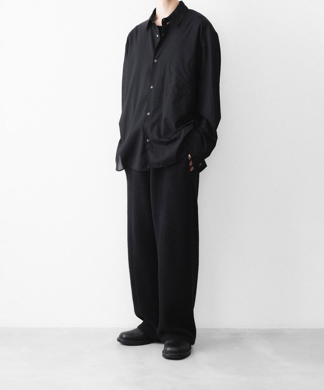 phebus フィーバスのWOOL POLY TROPICAL SHIRTのBLACK 公式通販サイトsession福岡セレクトショップ