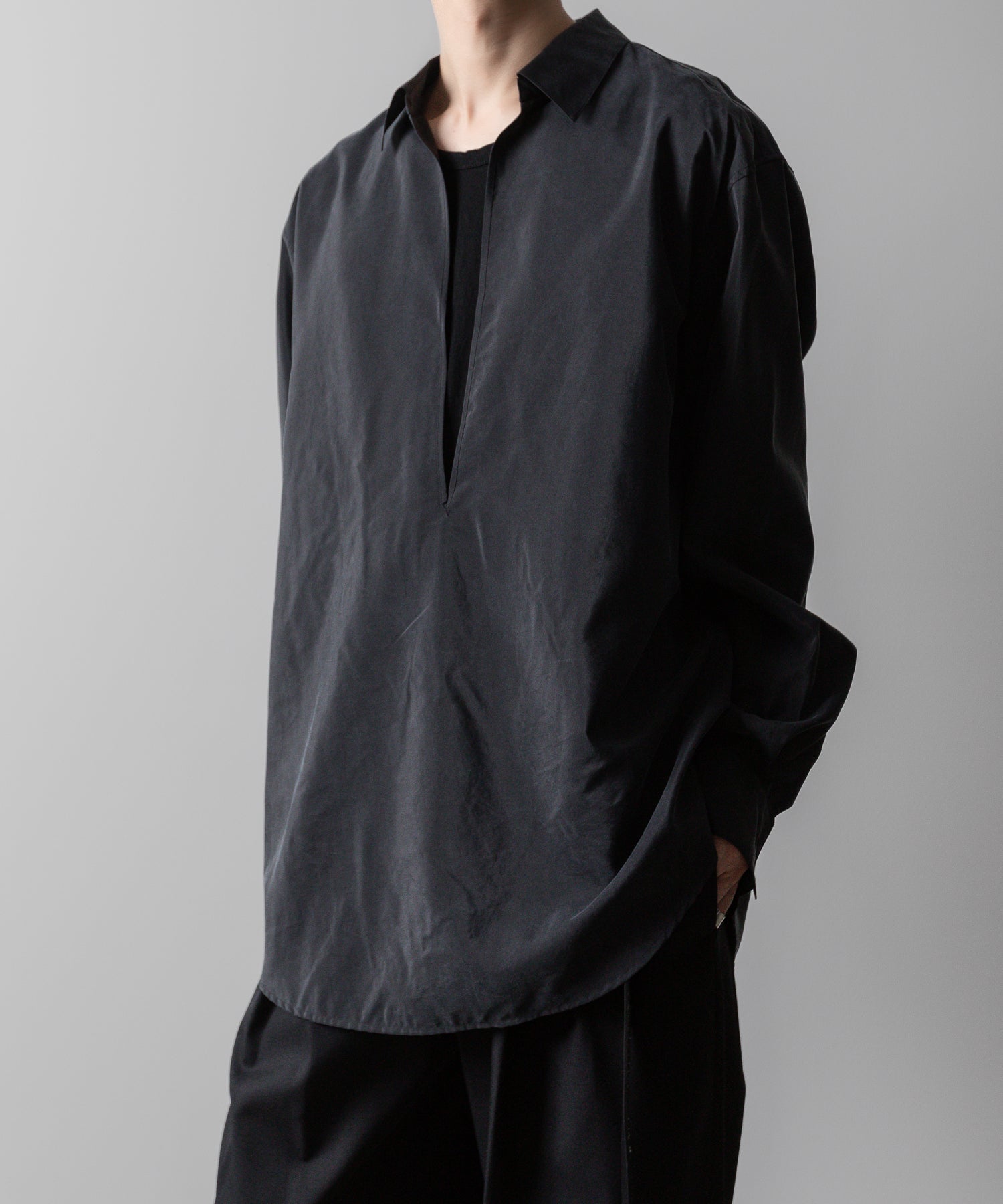 ssstein(シュタイン)の24AWコレクション SILK NYLON SKIPPER SHIRT - BLACK 公式通販サイトsession福岡セレクトショップ