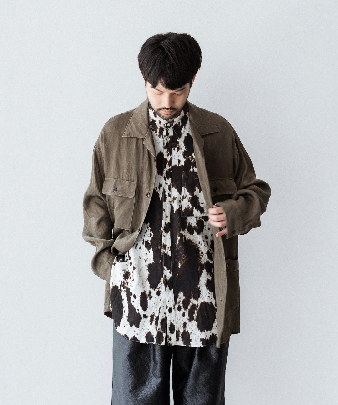 ANTHEM A-アンセムエーのLAYER PATTERN PRINTED SHIRTのFOG WHITE 公式通販サイトsession福岡セレクトショップ