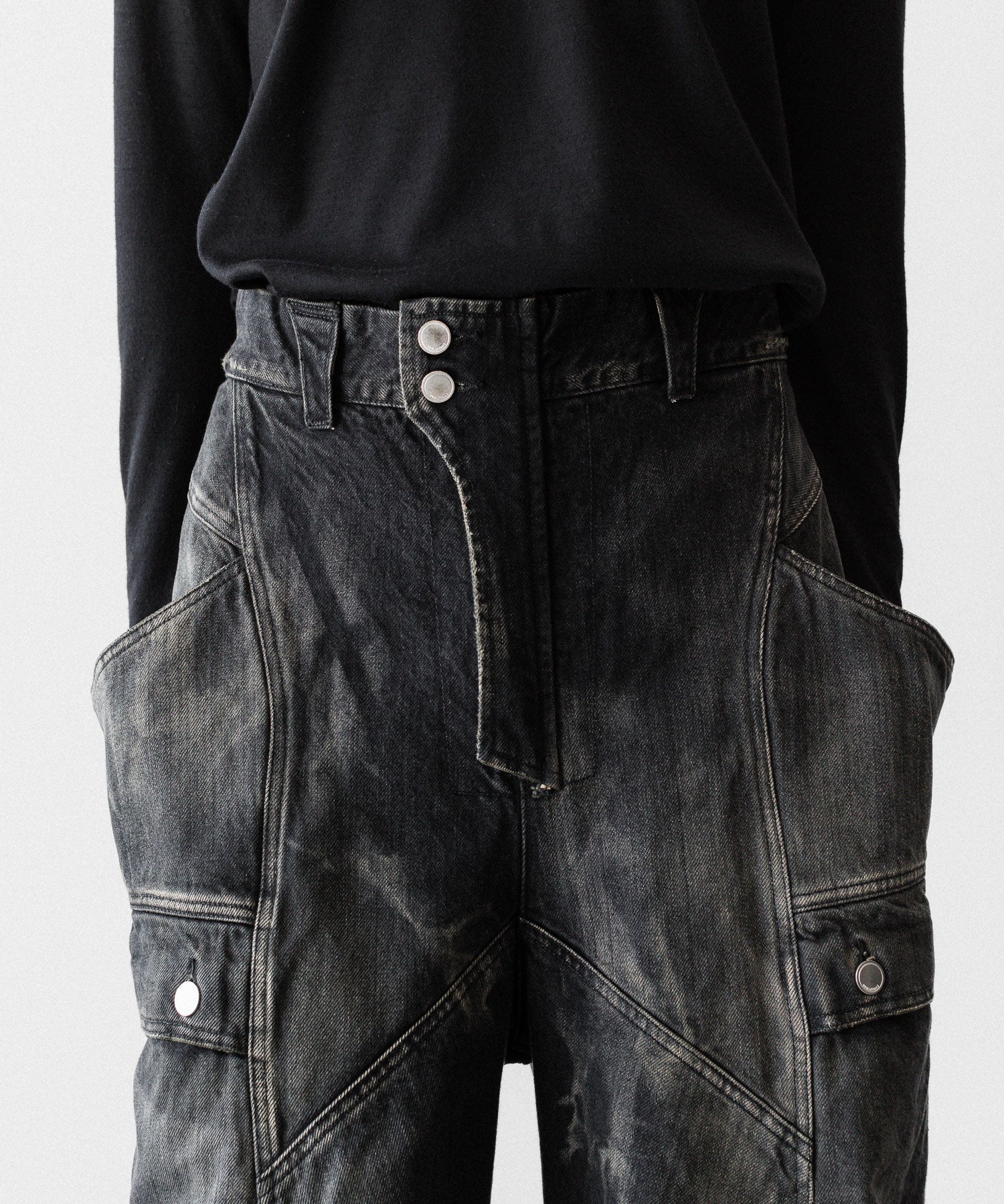 SUBLATIONS サブレーションズのDENIM BANANA CUTTING PANTSのUSED BLACK 公式通販サイトsession福岡セレクトショップ