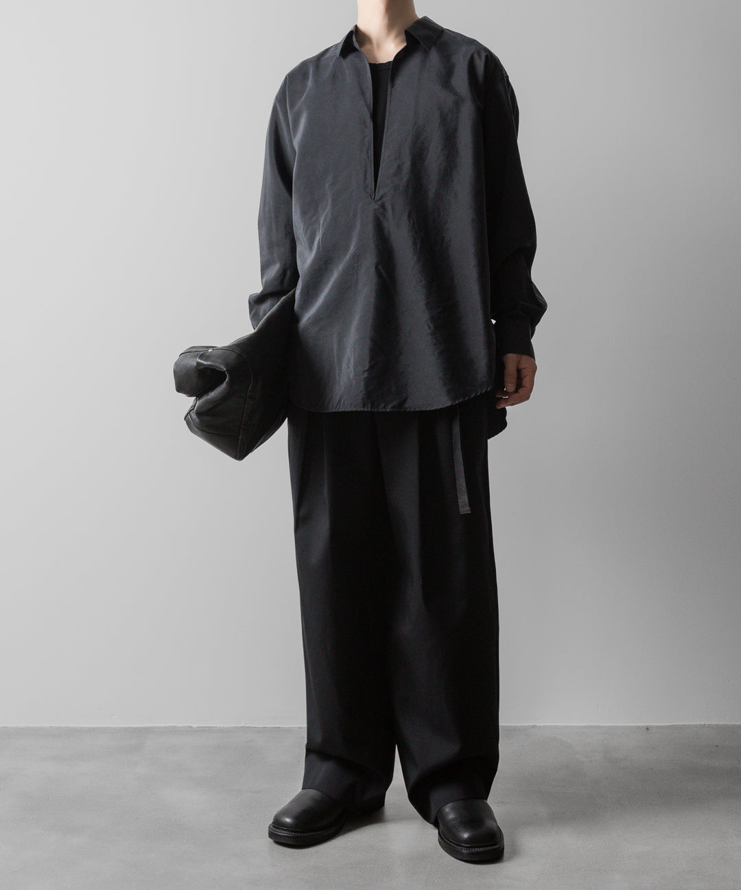 ssstein(シュタイン)の24AWコレクション SILK NYLON SKIPPER SHIRT - BLACK 公式通販サイトsession福岡セレクトショップ