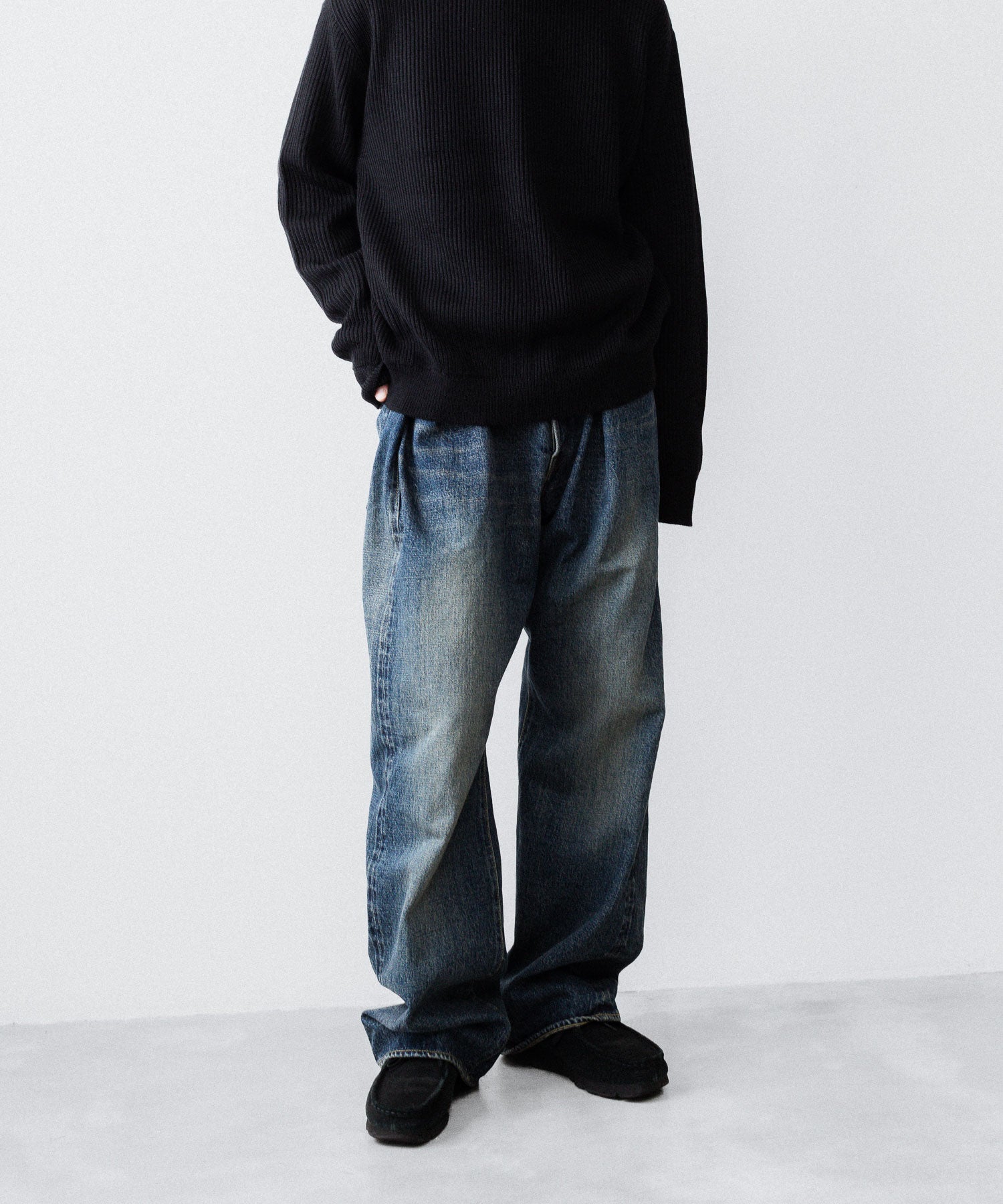 【INTÉRIM】CLASSIC HEAVY KIBATA SHUTTLE HYPER BIG WWII 1943 DENIM JEANS - C.NAVY