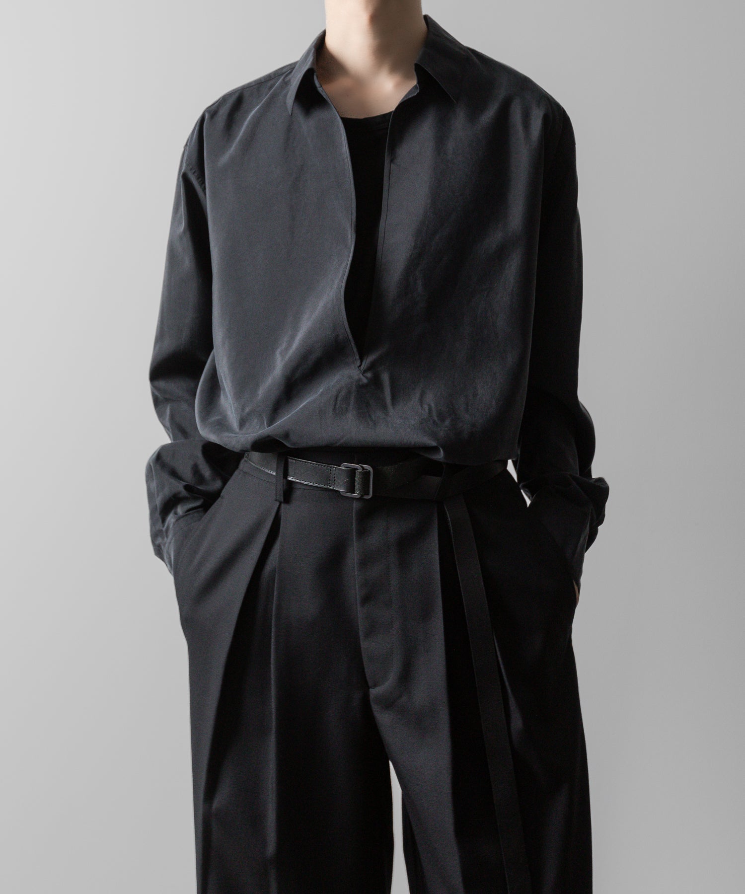 ssstein(シュタイン)の24AWコレクション SILK NYLON SKIPPER SHIRT - BLACK 公式通販サイトsession福岡セレクトショップ