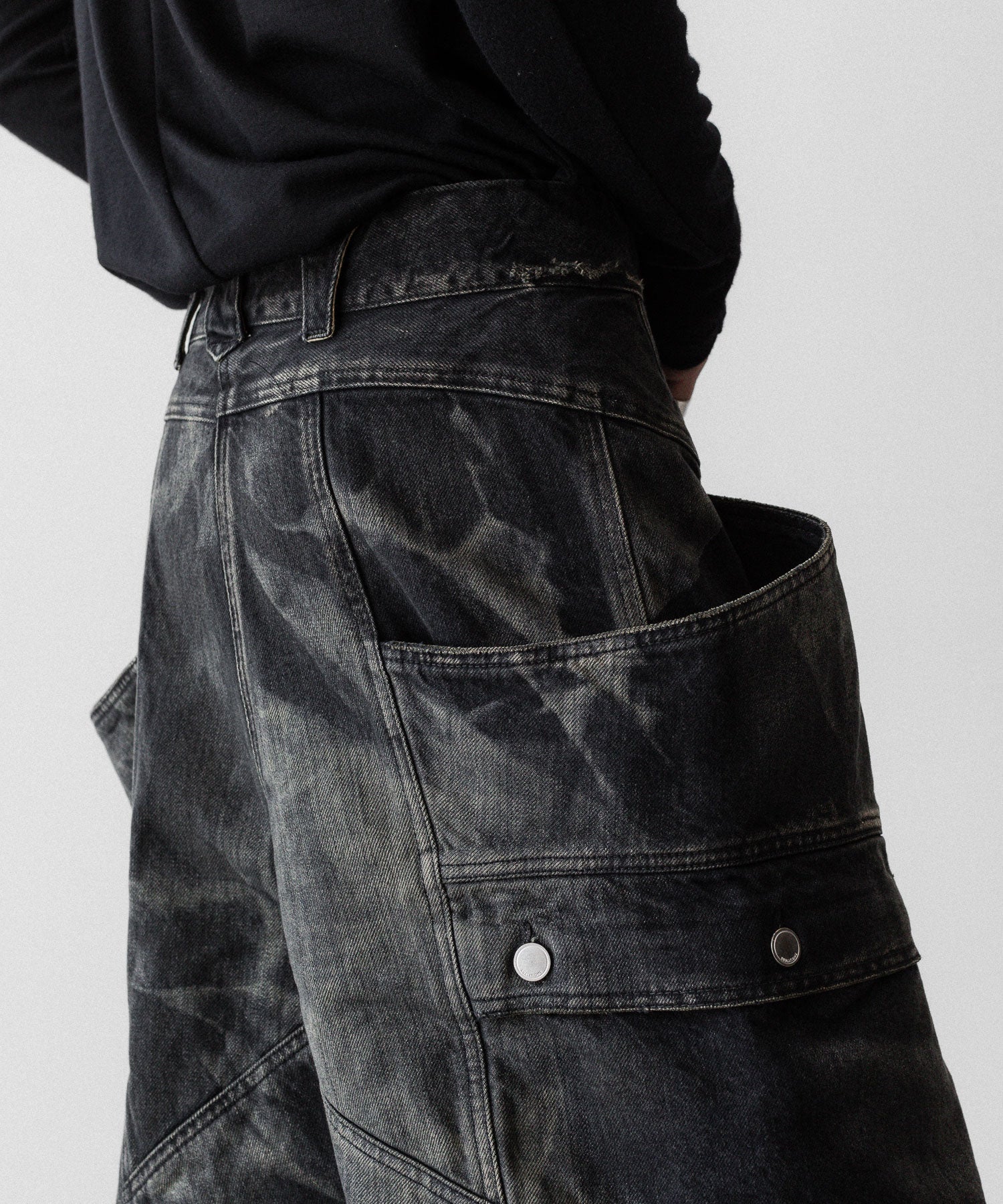 SUBLATIONS サブレーションズのDENIM BANANA CUTTING PANTSのUSED BLACK 公式通販サイトsession福岡セレクトショップ