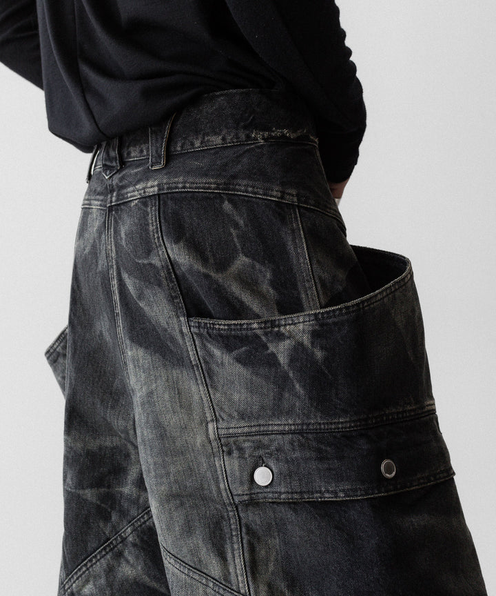 SUBLATIONS サブレーションズのDENIM BANANA CUTTING PANTSのUSED BLACK 公式通販サイトsession福岡セレクトショップ