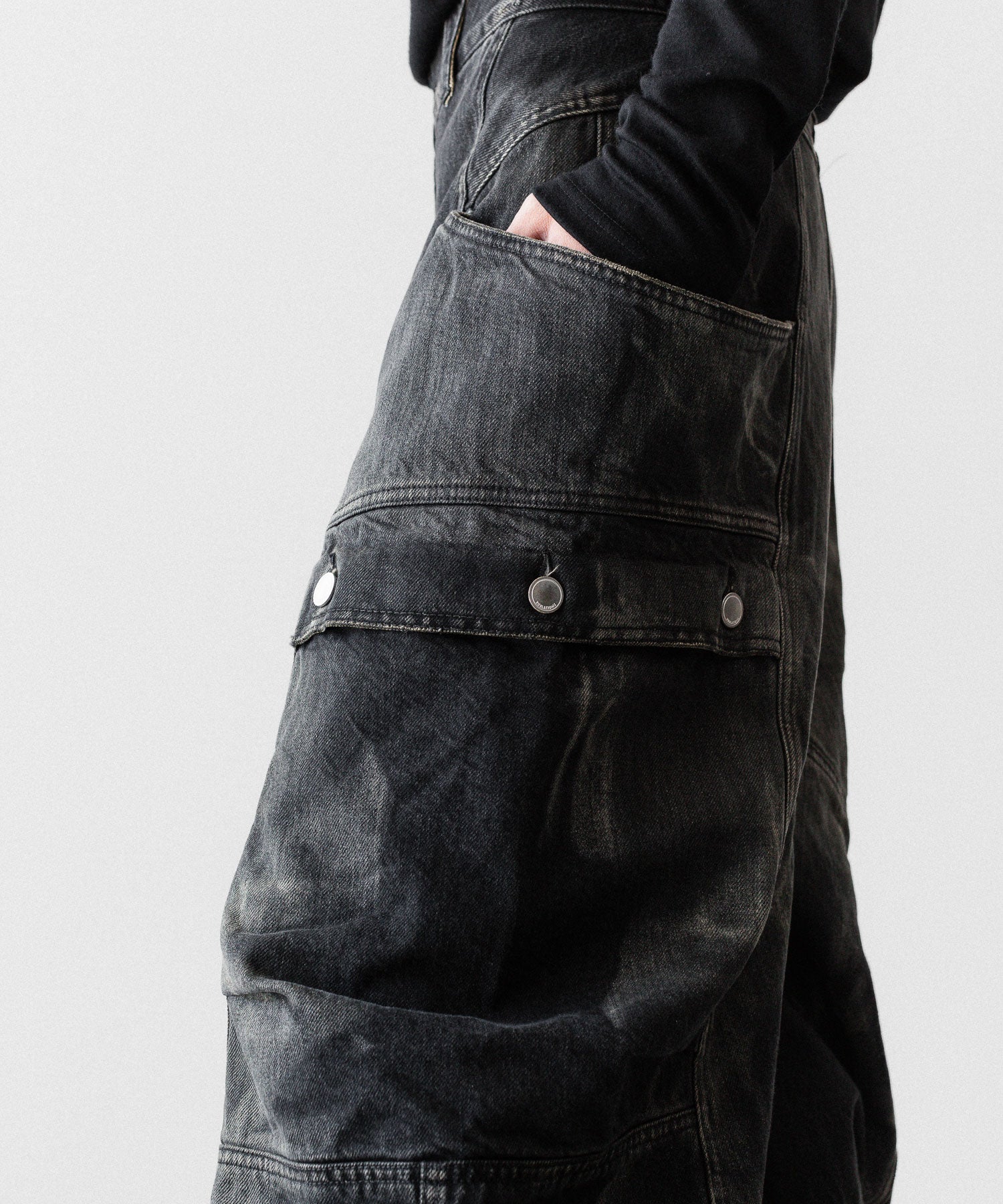 SUBLATIONS サブレーションズのDENIM BANANA CUTTING PANTSのUSED BLACK 公式通販サイトsession福岡セレクトショップ