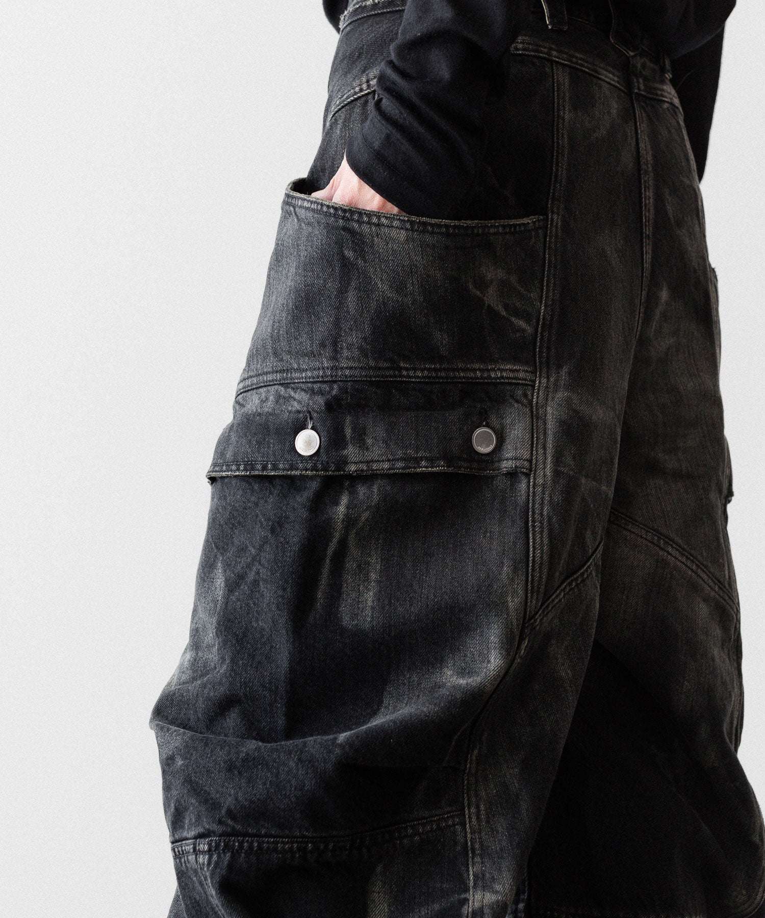 SUBLATIONS サブレーションズのDENIM BANANA CUTTING PANTSのUSED BLACK 公式通販サイトsession福岡セレクトショップ