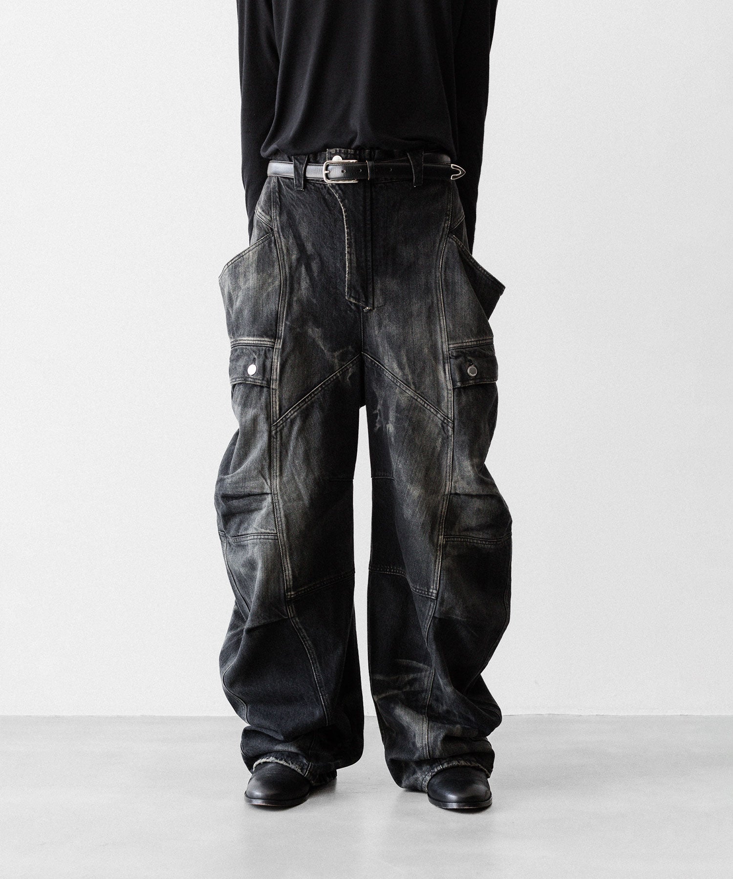 SUBLATIONS サブレーションズのDENIM BANANA CUTTING PANTSのUSED BLACK 公式通販サイトsession福岡セレクトショップ