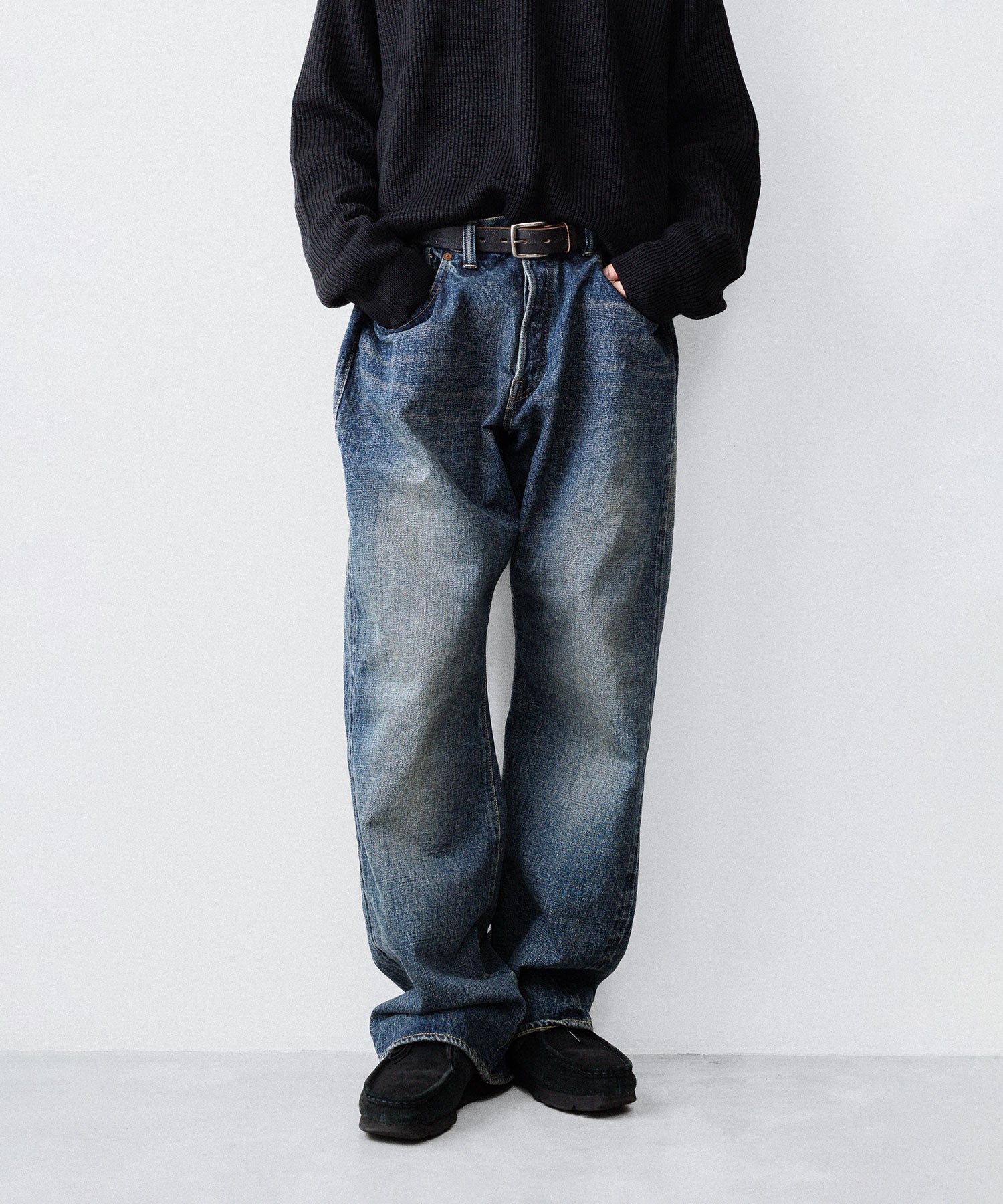 【INTÉRIM】CLASSIC HEAVY KIBATA SHUTTLE HYPER BIG WWII 1943 DENIM JEANS - C.NAVY