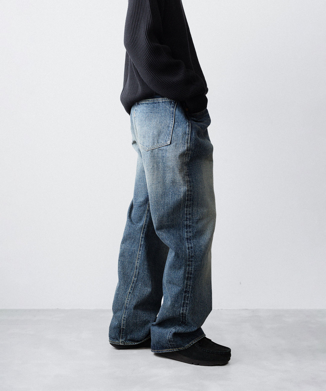 【INTÉRIM】CLASSIC HEAVY KIBATA SHUTTLE HYPER BIG WWII 1943 DENIM JEANS - C.NAVY