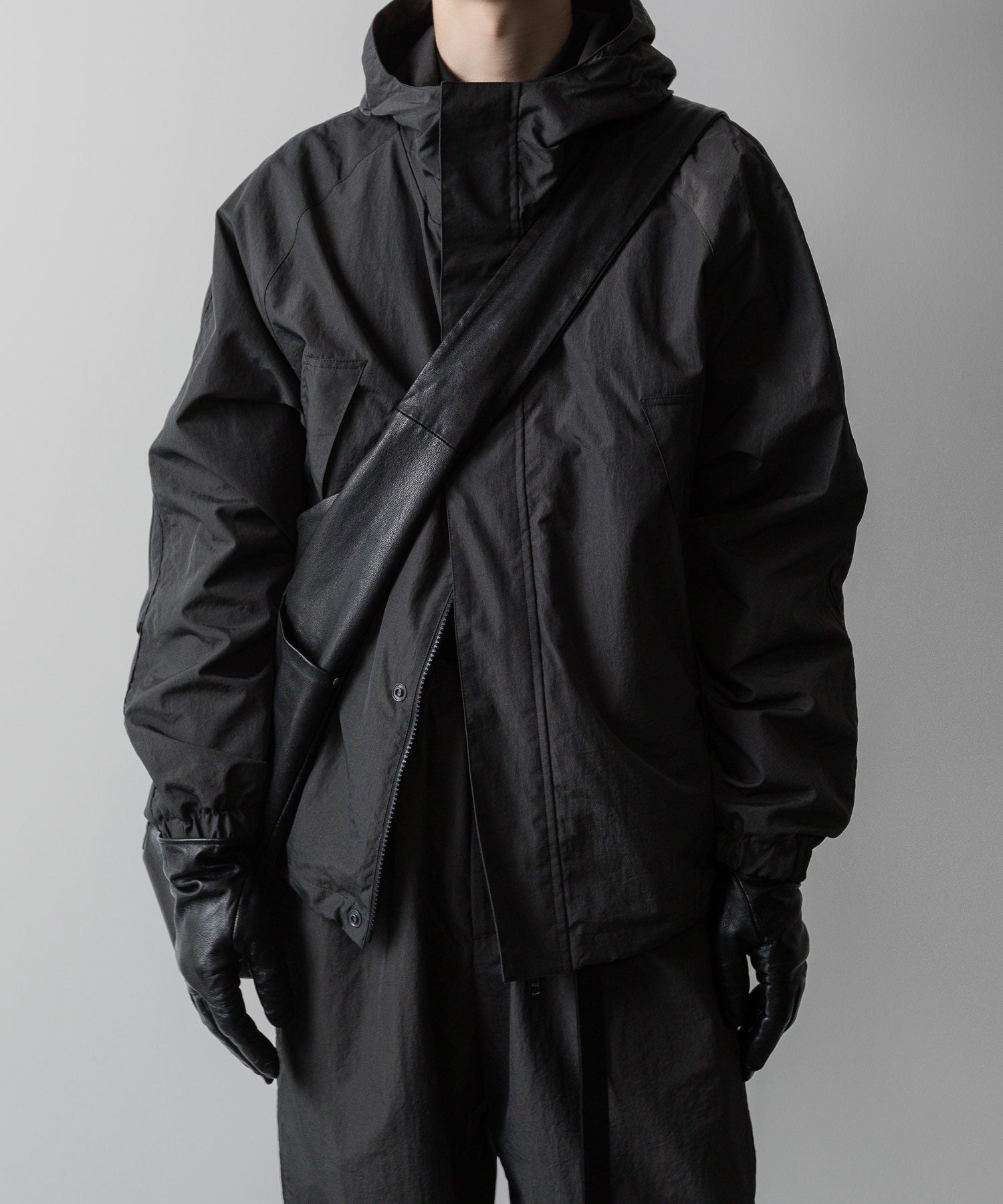 【ssstein】NYLON TWILL HOODED ZIP UP JACKET - CHARCOAL