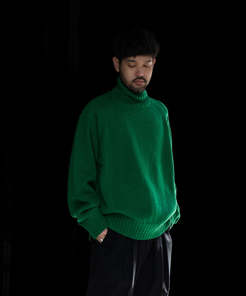 stein / シュタイン】EX FINE LAMBS LOOSE HIGH NECK KNIT LS - GREEN 