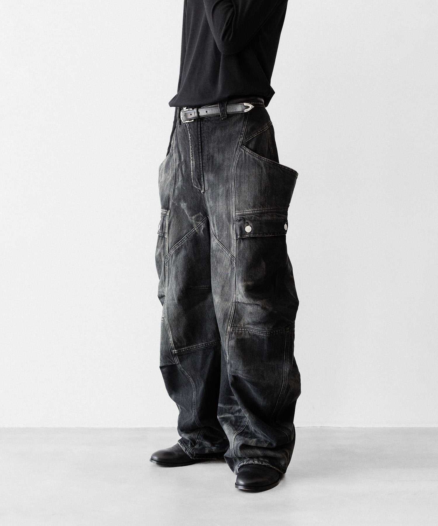 SUBLATIONS サブレーションズのDENIM BANANA CUTTING PANTSのUSED BLACK 公式通販サイトsession福岡セレクトショップ