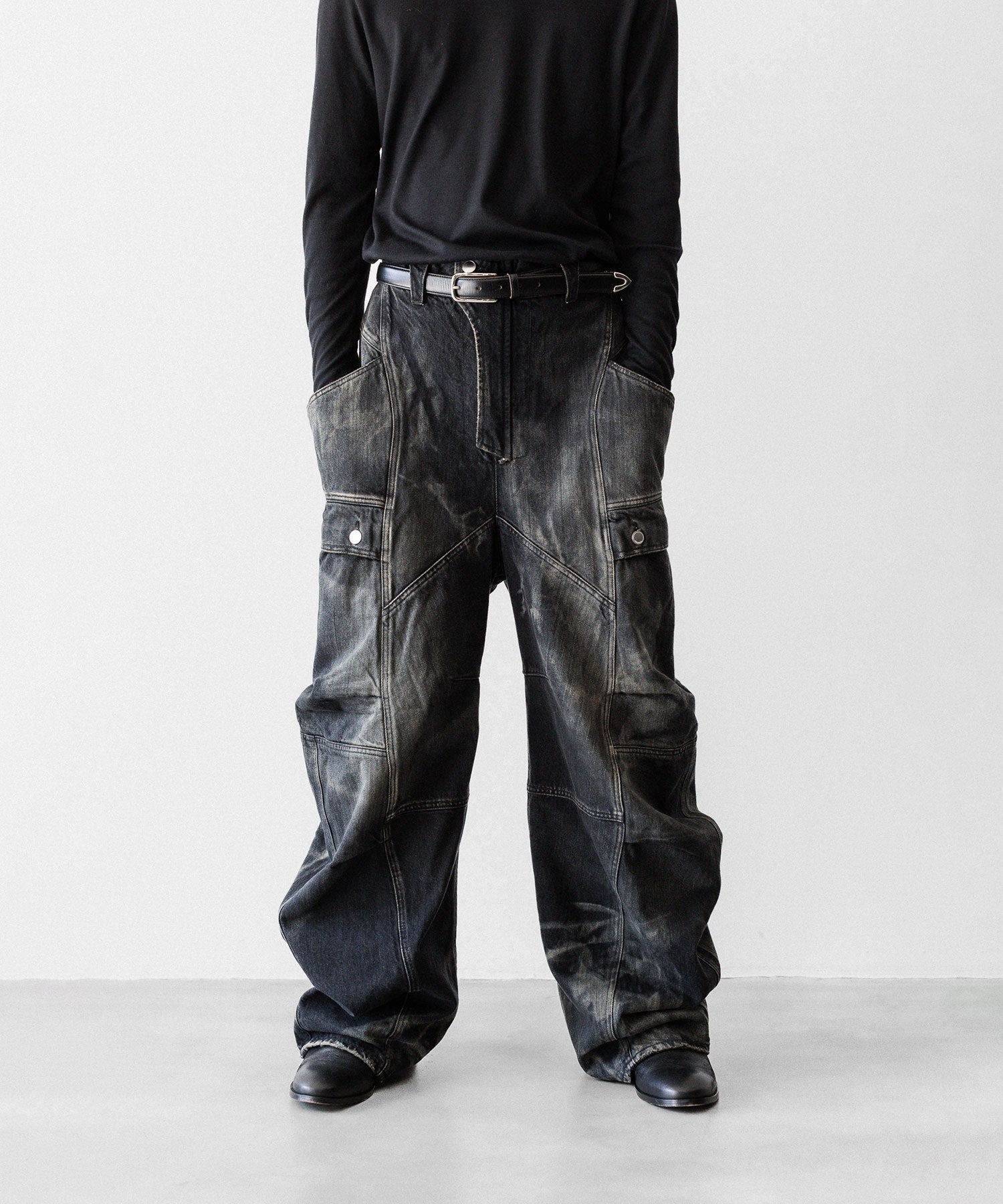 SUBLATIONS サブレーションズのDENIM BANANA CUTTING PANTSのUSED BLACK 公式通販サイトsession福岡セレクトショップ
