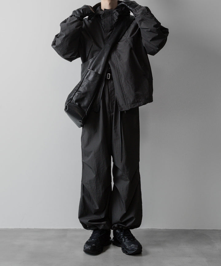 【ssstein】NYLON TWILL HOODED ZIP UP JACKET - CHARCOAL