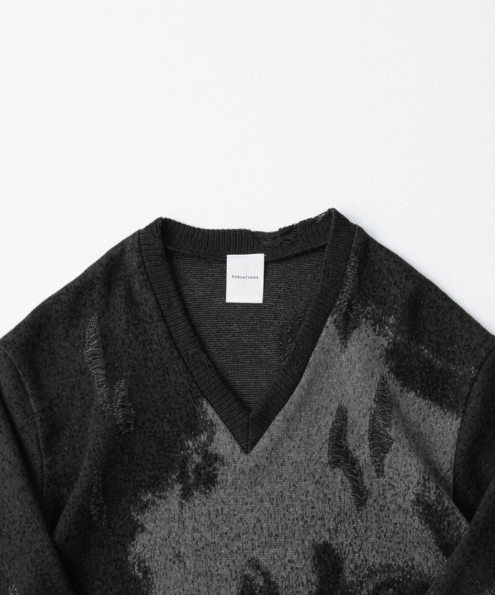 SUBLATIONS サブレーションズの26SSのANIMAL JACQUARD V-NECK KNITの公式通販サイトsession福岡セレクトショップ