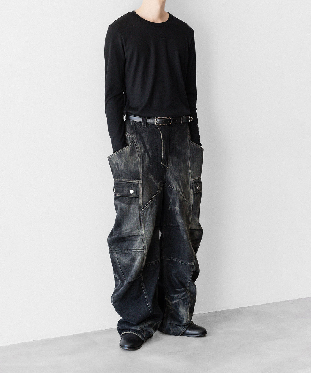 SUBLATIONS サブレーションズのDENIM BANANA CUTTING PANTSのUSED BLACK 公式通販サイトsession福岡セレクトショップ