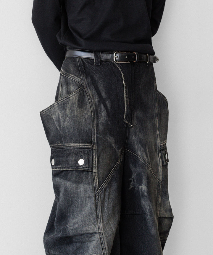 SUBLATIONS サブレーションズのDENIM BANANA CUTTING PANTSのUSED BLACK 公式通販サイトsession福岡セレクトショップ