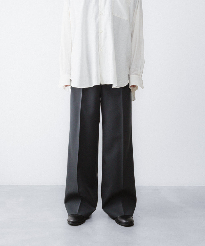 【ANTHEM A】WOOL GABARDINE BELTLESS TROUSERS - CHARCOAL