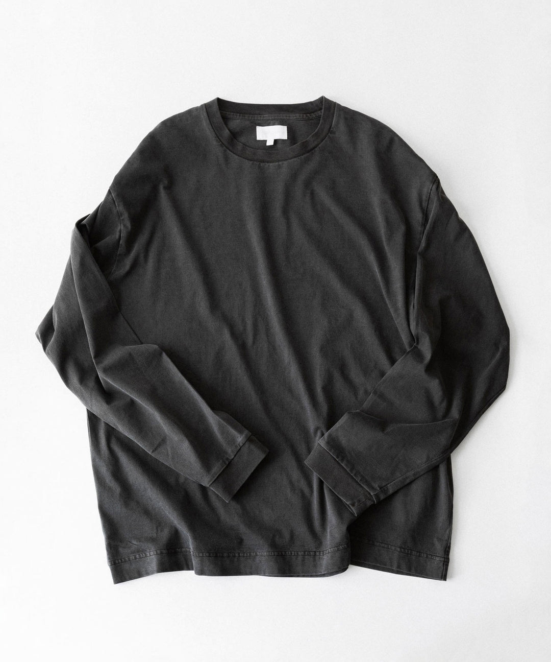 【KANEMASA PHIL.】36G LOW TWIST GARMENT DYE L/S TEE - CHARCOAL PIGMENT