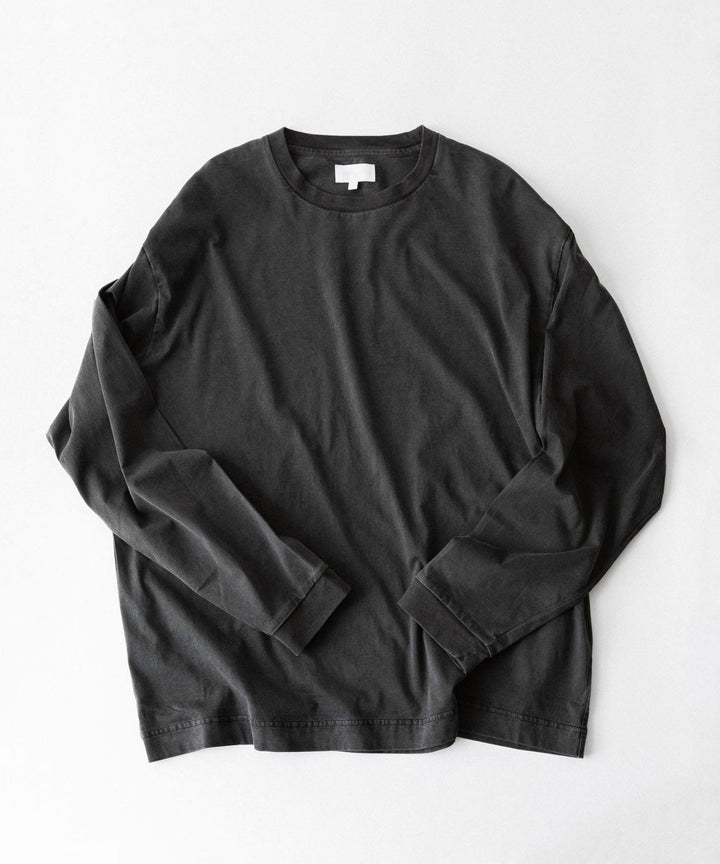 【KANEMASA PHIL.】36G LOW TWIST GARMENT DYE L/S TEE - CHARCOAL PIGMENT