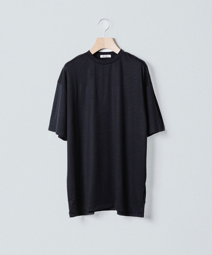 【INTÉRIM】    EXTRA FINE MERINO WOOL JERSEY S/S TEE - D.NAVY