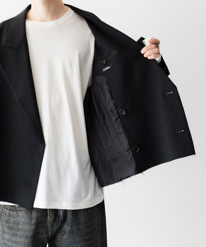 CODA コーダのBLACK WOOL CUT OFF DOUBLE BREASTED LENTO BLAZERのBLACK 公式通販サイトsession福岡セレクトショップ