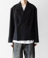 【CODA】BLACK WOOL CUT OFF DOUBLE BREASTED LENTO BLAZER - BLACK