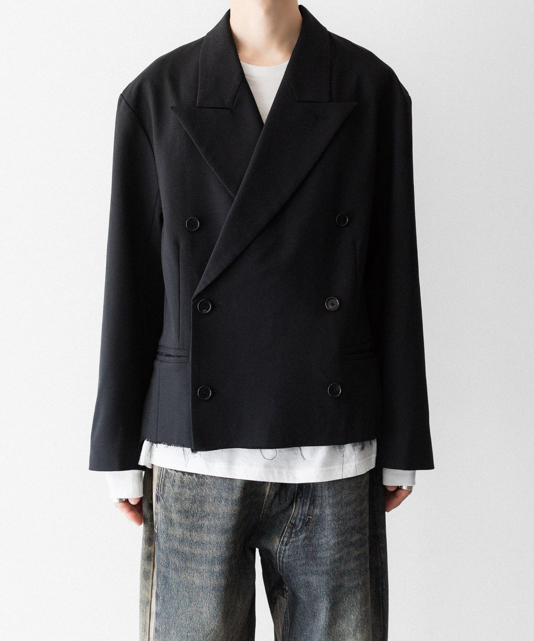 CODA コーダのBLACK WOOL CUT OFF DOUBLE BREASTED LENTO BLAZERのBLACK 公式通販サイトsession福岡セレクトショップ