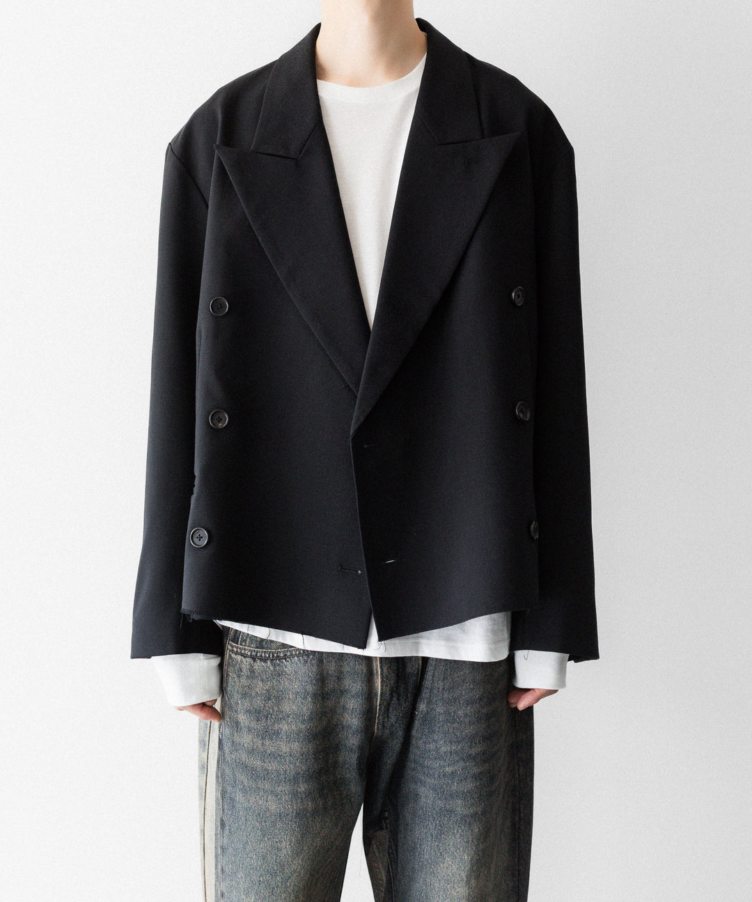 CODA コーダのBLACK WOOL CUT OFF DOUBLE BREASTED LENTO BLAZERのBLACK 公式通販サイトsession福岡セレクトショップ