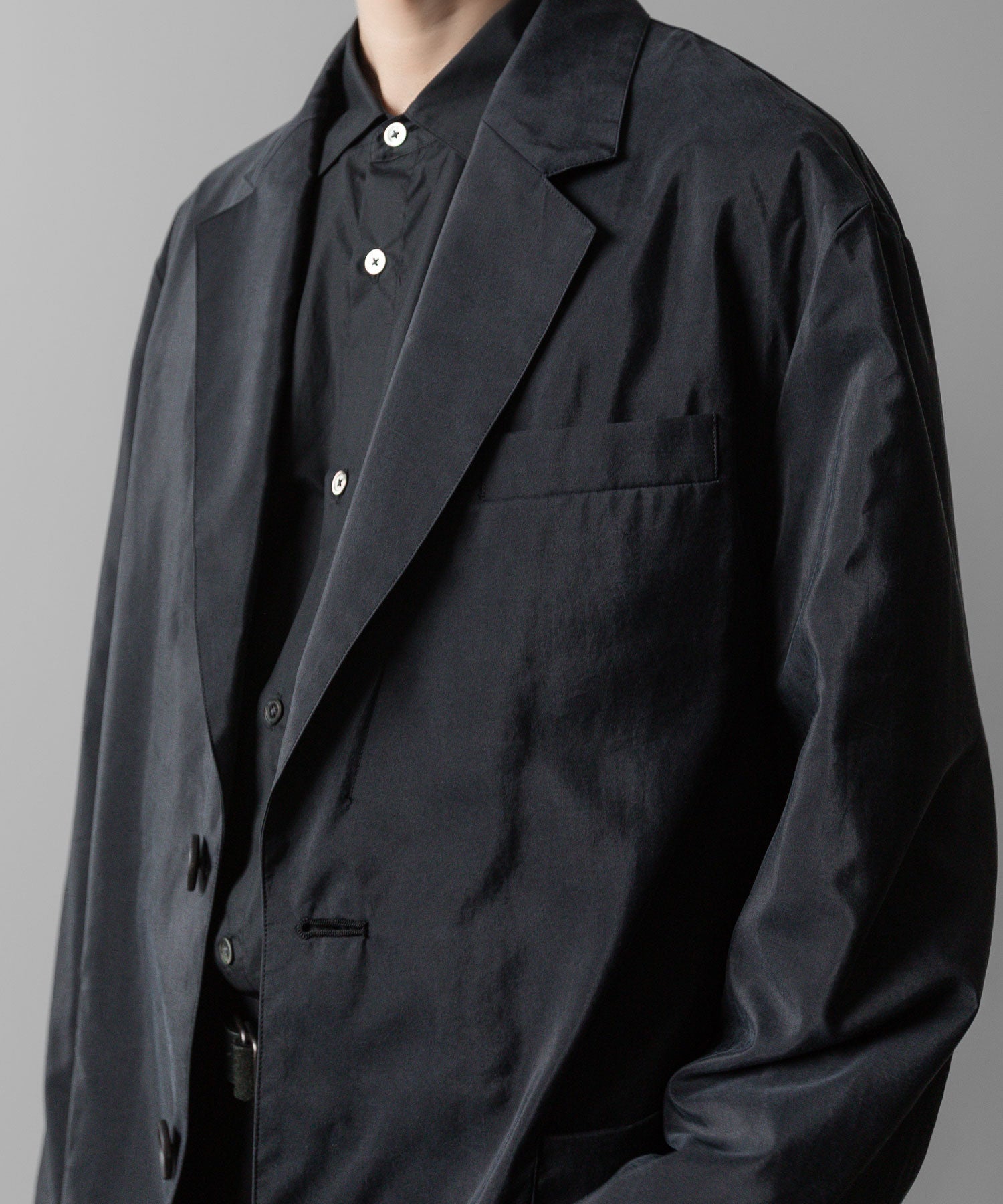 ssstein(シュタイン)の24AWコレクション SILK NYLON SINGLE BREASTED JACKET - BLACK 公式通販サイトsession福岡セレクトショップ