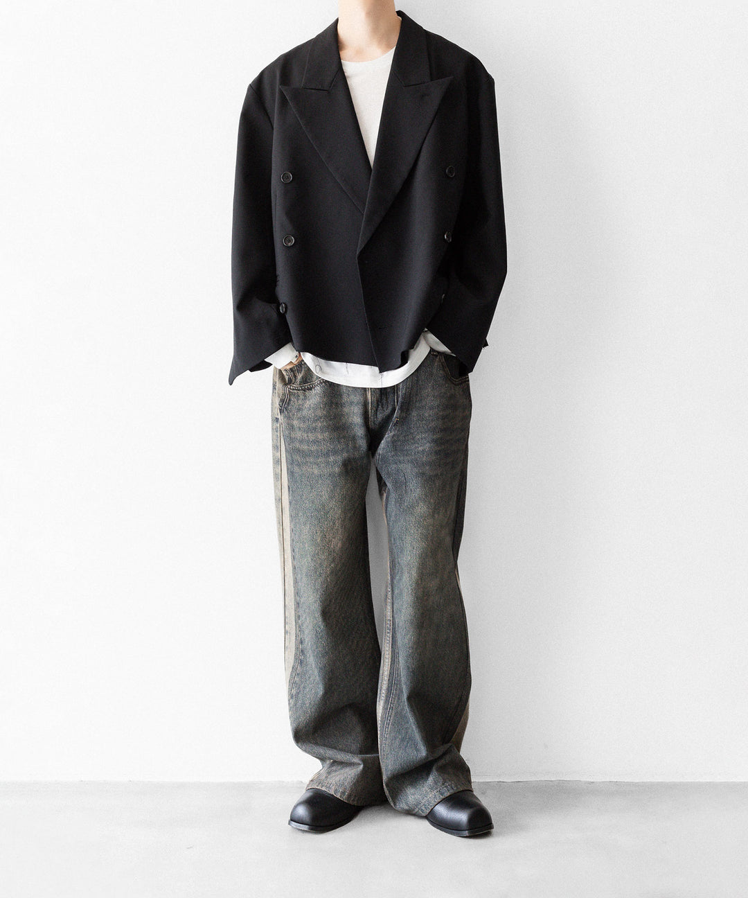 CODA コーダのBLACK WOOL CUT OFF DOUBLE BREASTED LENTO BLAZERのBLACK 公式通販サイトsession福岡セレクトショップ