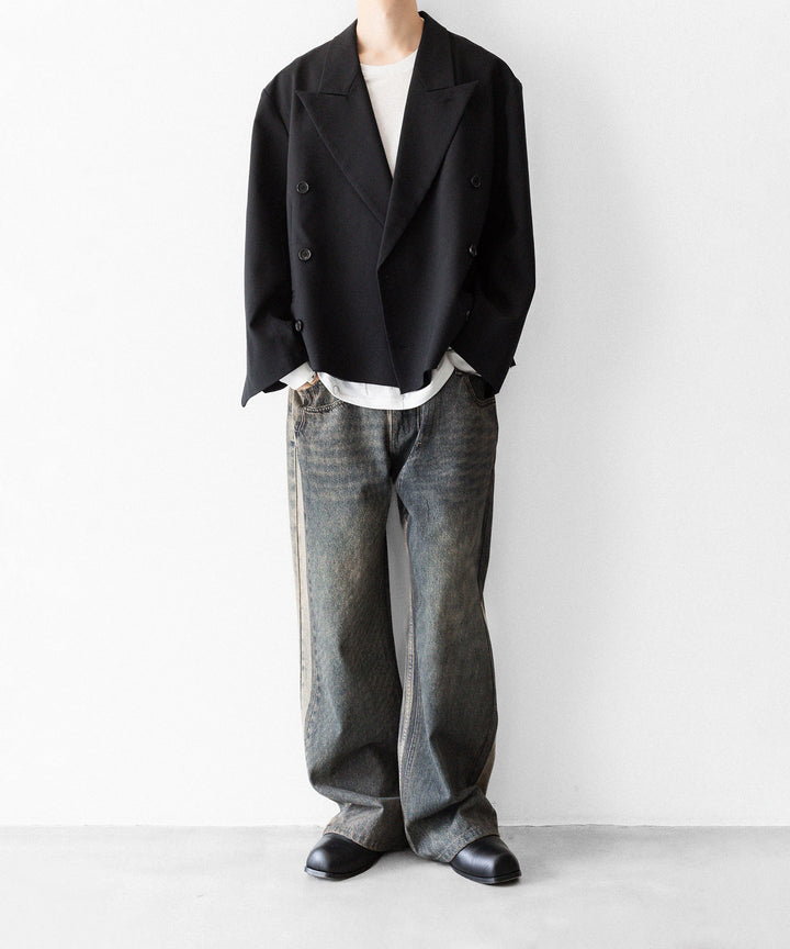 CODA コーダのBLACK WOOL CUT OFF DOUBLE BREASTED LENTO BLAZERのBLACK 公式通販サイトsession福岡セレクトショップ