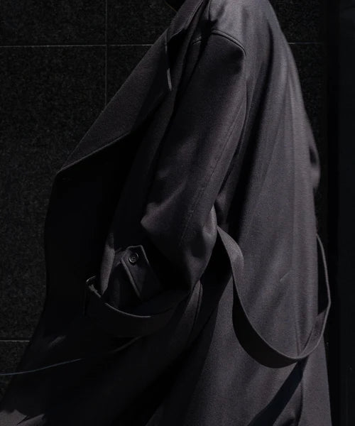 【stein】OVERESIZED DOUBLE BREASTED COAT - DARK CHARCOAL