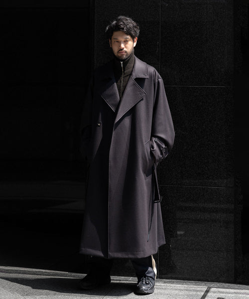 【stein】OVERESIZED DOUBLE BREASTED COAT - DARK CHARCOAL