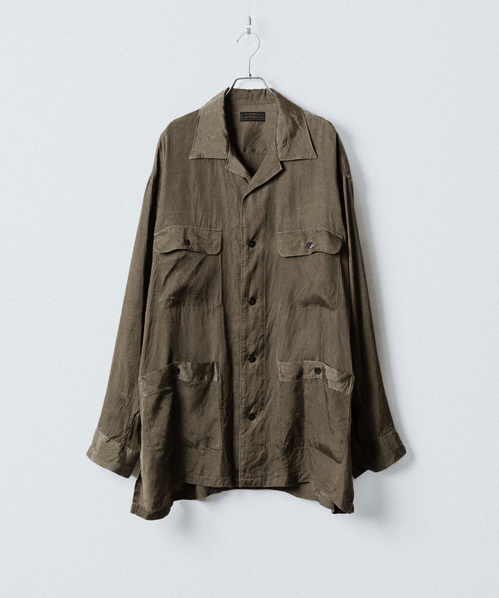 ANTHEM A-アンセムエーのPIGMENT CUPRO OPEN COLLAR SHIRTのKHAKI 公式通販サイトsession福岡セレクトショップ