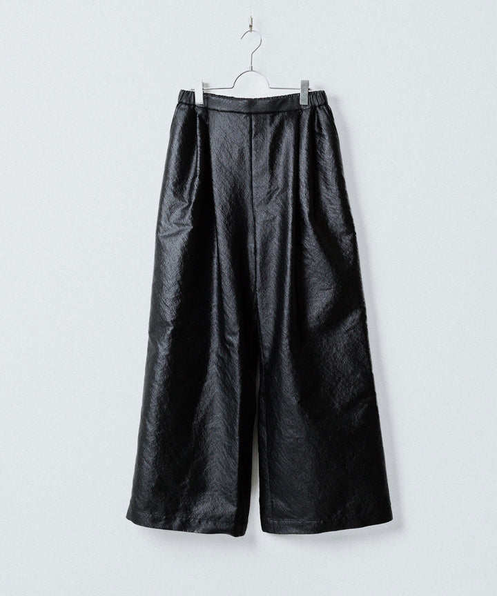 ANTHEM A-アンセムエーのLEATHER LIKE 2TUCK WIDE PANTSのBLACK公式通販サイトsession福岡セレクトショップ