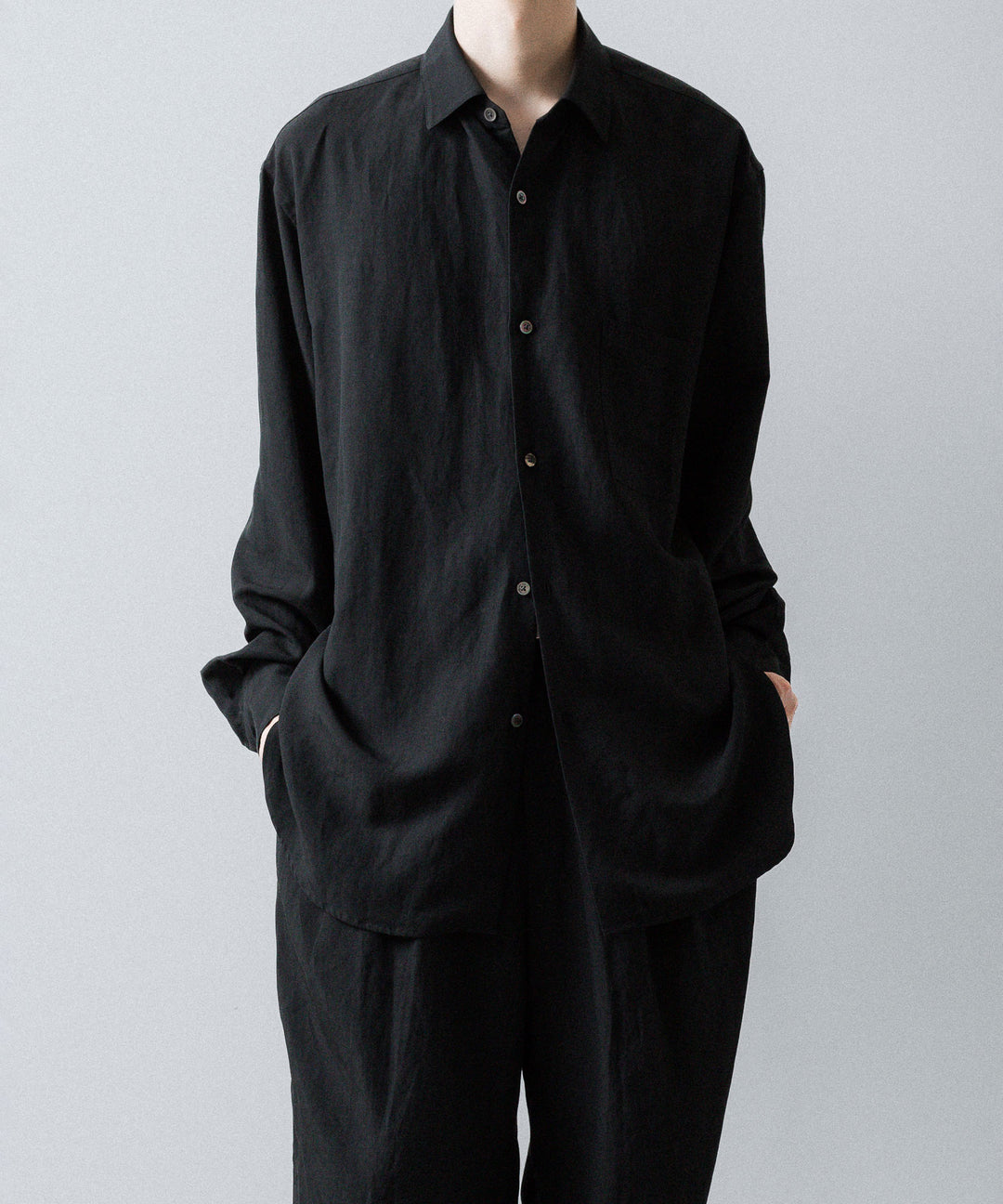 ssstein(シュタイン)のRAYON/LINEN OVERSIZED DOWN PAT SHIRT - BLACKの公式通販サイトsession福岡セレクトショップ
