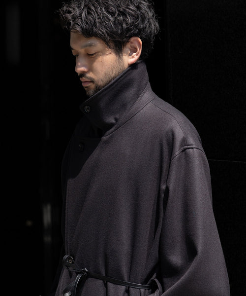 【stein】OVERESIZED DOUBLE BREASTED COAT - DARK CHARCOAL