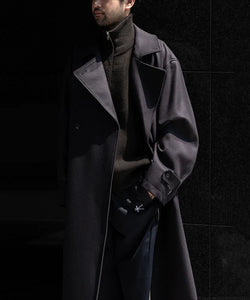 【stein】OVERESIZED DOUBLE BREASTED COAT - DARK CHARCOAL