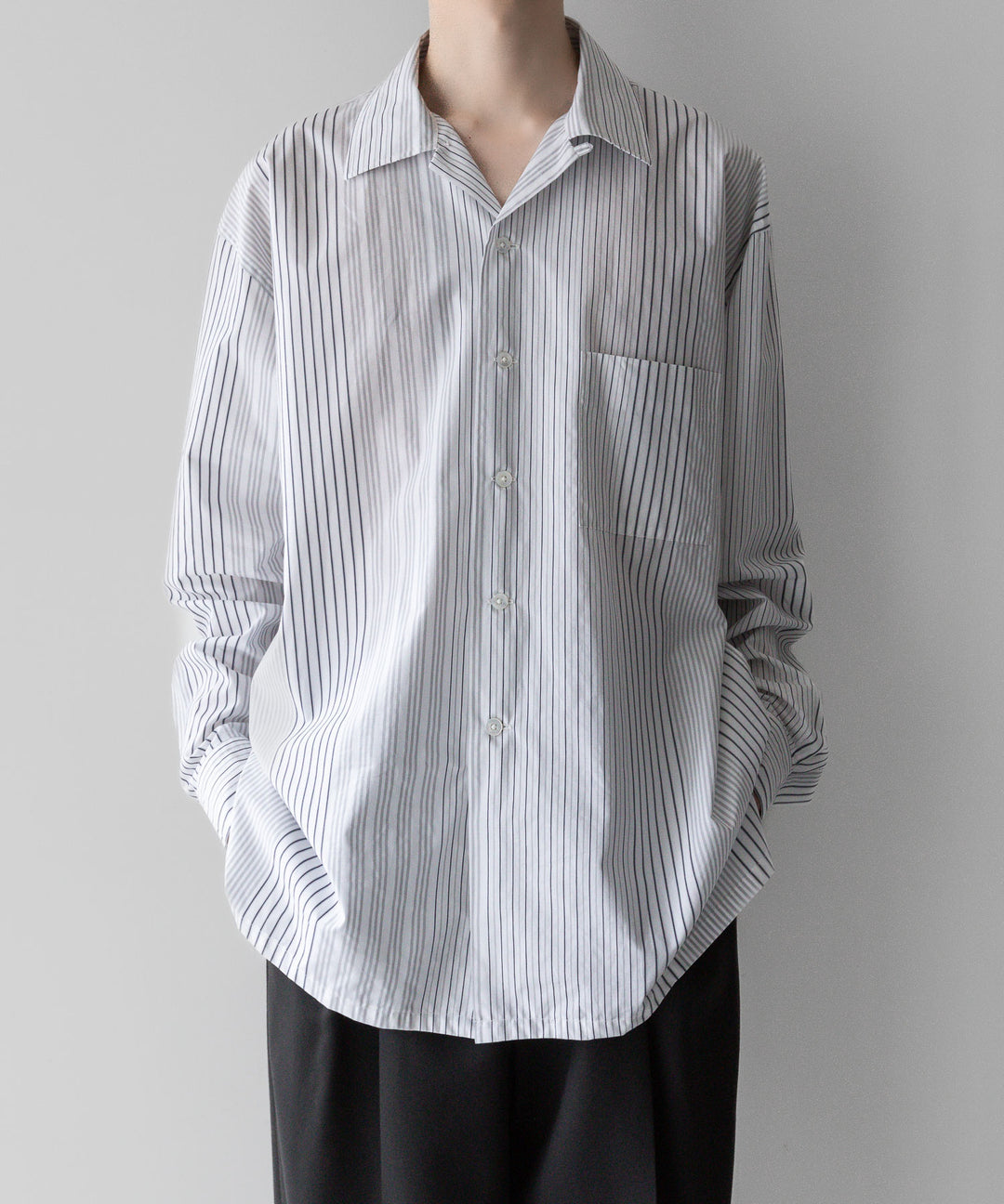 【INTÉRIM】インテリムのVARIOUS STRIPES COTTON POPLIN 60s OPEN COLLAR SHIRT - V.STRIPE公式通販サイトsession福岡セレクトショップ