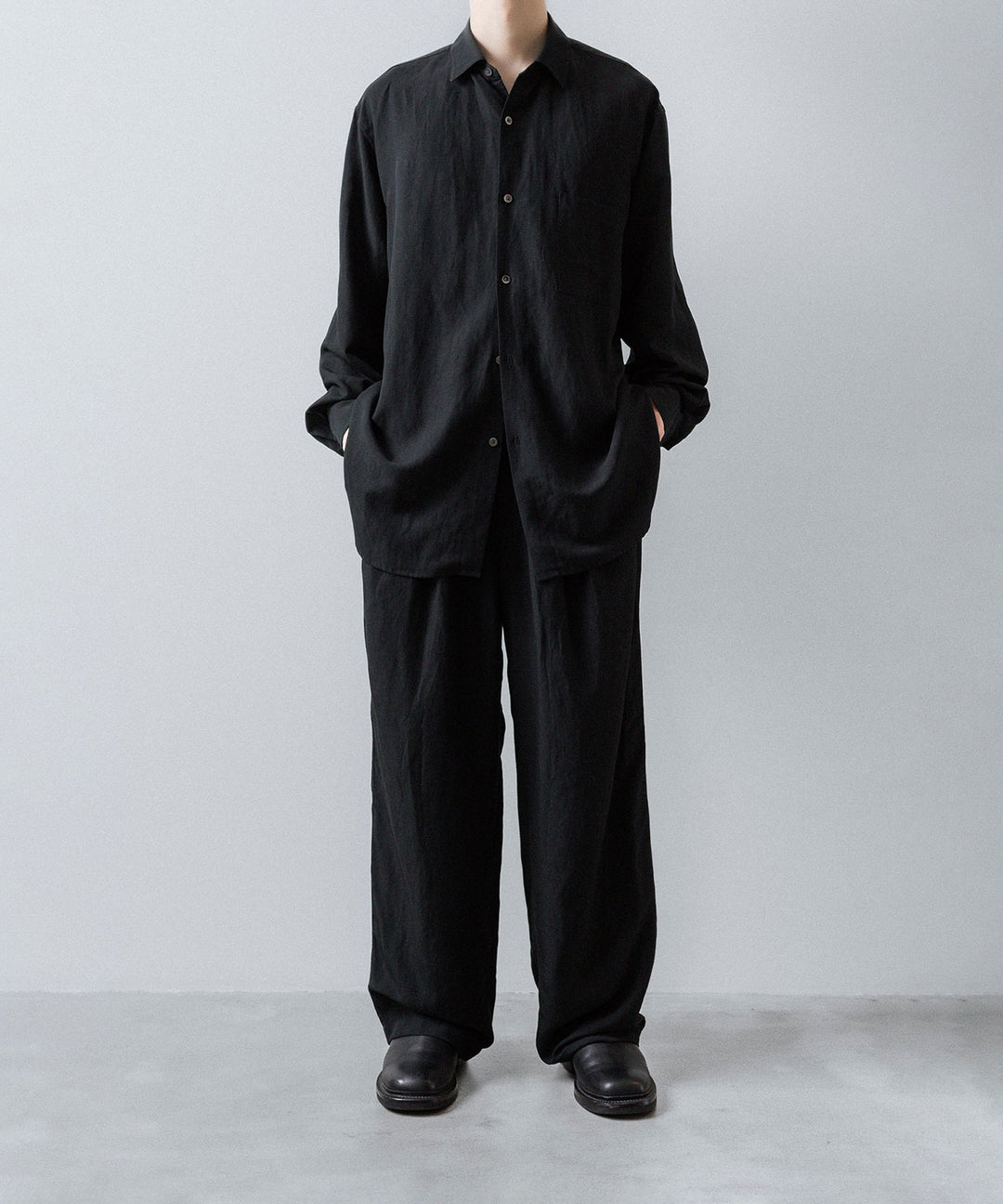ssstein(シュタイン)のRAYON/LINEN OVERSIZED DOWN PAT SHIRT - BLACKの公式通販サイトsession福岡セレクトショップ